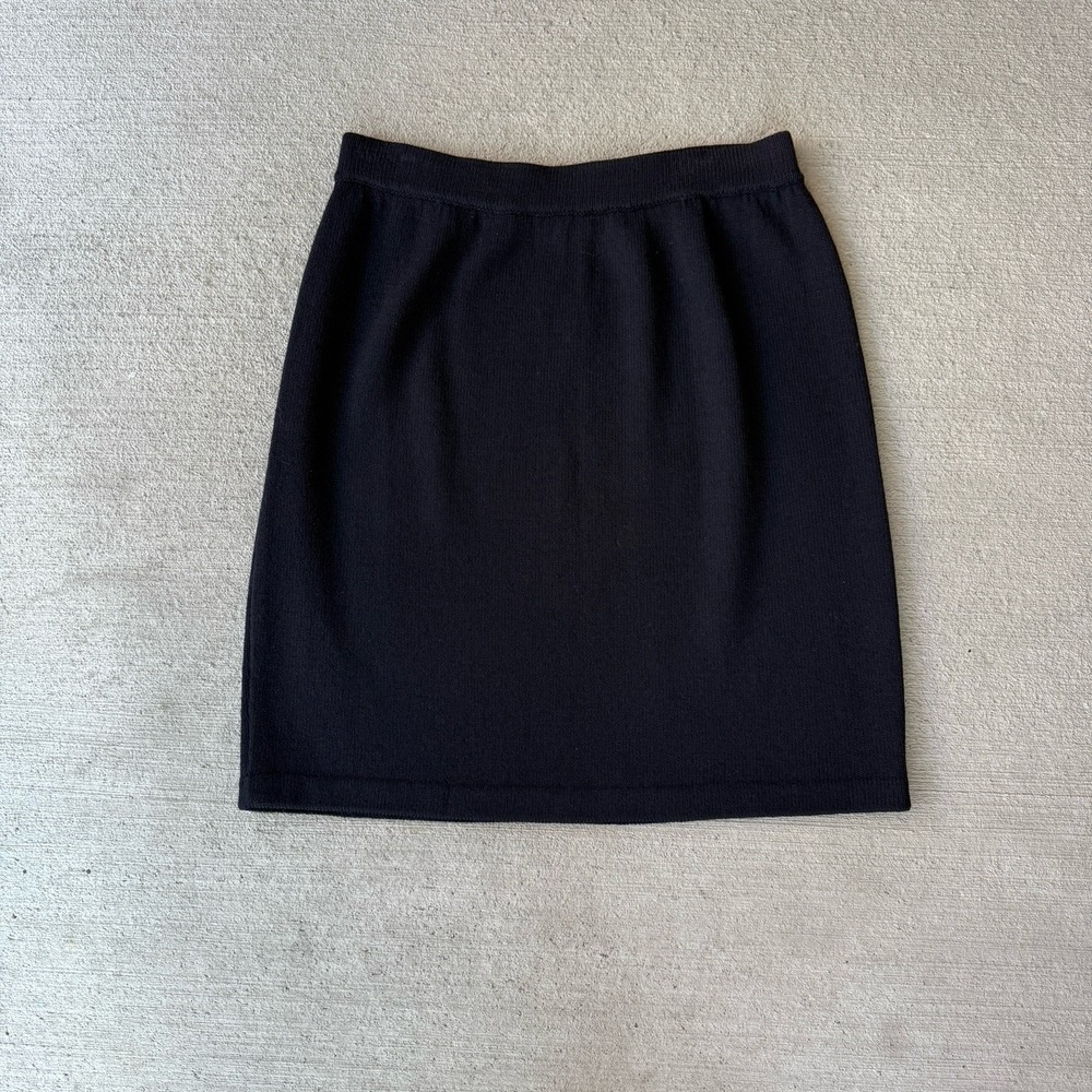 St. John Basics Knit Skirt Womens Size 10 Black Stretch Pull On Classic Career